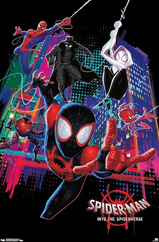 Trends International Marvel Spider-Man - Póster de pared con texto en inglés "Into The Spider-Verse", 22.375 x 34 pulgadas, versión premium sin marco