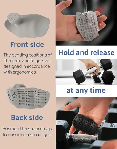 Miniatura 4 de Guantes de entrenamiento de goma de agarre fuerte para gimnasio, agarres antideslizantes para levantamiento de pesas, agarres ligeros