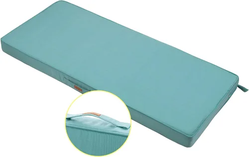 Miniatura 19 de FUNHOME Cojín de Banco para Exteriores 42 x 18 x 3 Pulgadas, Cojín de Sofá Portátil Resistente al Agua, Cojín de Columpio de Porche con Asa y Lazos