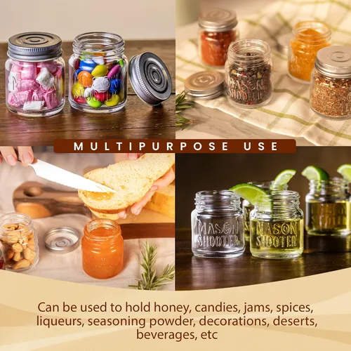 Miniatura 8 de Hayley Cherie - Frascos de vidrio pequeños con tapa, frascos pequeños para tragos, de 2 onzas, 8