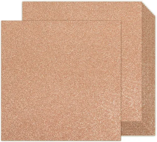 Cartulina con purpurina oro rosa de 12x12 pulgadas de doble cara, 24 hojas, papel con purpurina Goefun oro rosa sin desprendimiento, 280GSM/100lb,