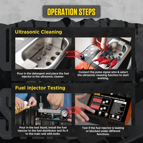 Miniatura 5 de CMTOOL Máquina limpiadora de inyector de combustible, kit de limpieza ultrasónica, 9 modos de prueba, limpiador y probador de inyector