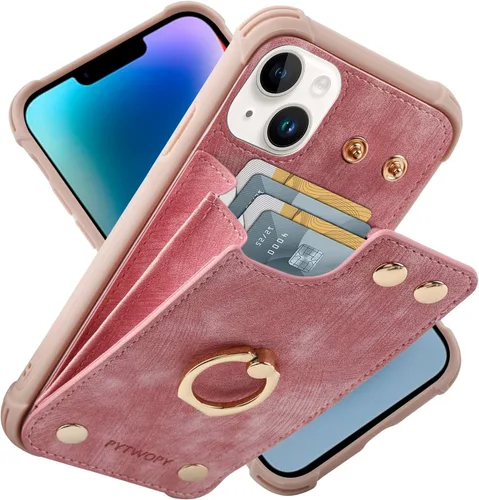 Miniatura 25 de Funda tipo cartera compatible con iPhone XR/10R con tarjetero de crédito, funda protectora de cuero a prueba de golpes compatible con anillo