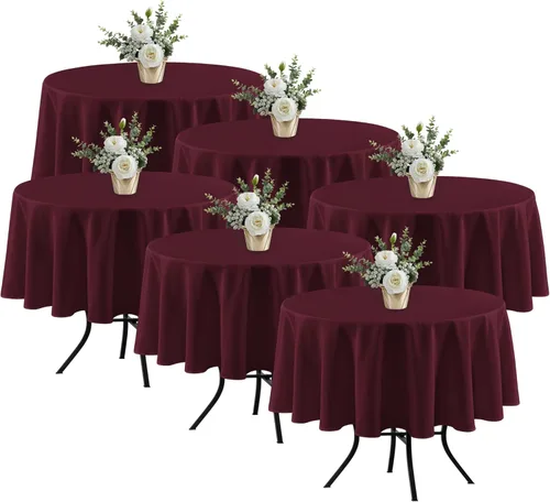 Miniatura 51 de Fitable - Paquete de 6 manteles redondos blancos - 120 pulgadas de diámetro - Manteles resistentes a las manchas y lavables, manteles de poliéster