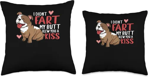 Miniatura 3 de I Didn't Fart My Butt Blew You Kiss Bulldog Gift I Didn't Fart My Butt Blew You Kiss Divertida almohada de bulldog inglés, 16 x 16 pulgadas