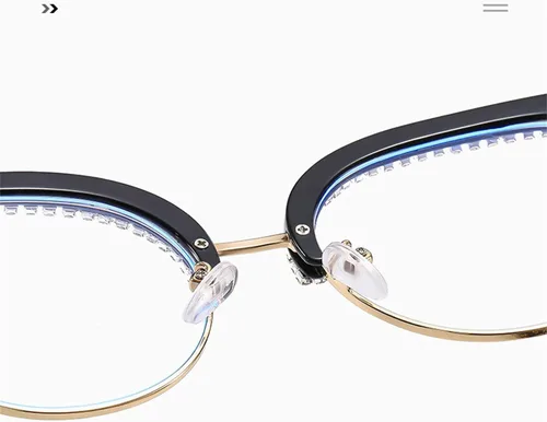 Miniatura 6 de willochra Lindas gafas de ojo de gato con diamantes de imitación brillantes, divertidos lentes de bloqueo de luz azul para mujeres y niñas