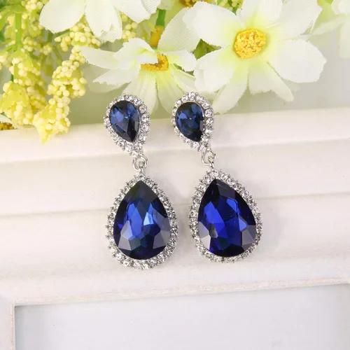 Miniatura 5 de EVER FAITH Aretes colgantes de cristal austriaco para mujer, Cristal