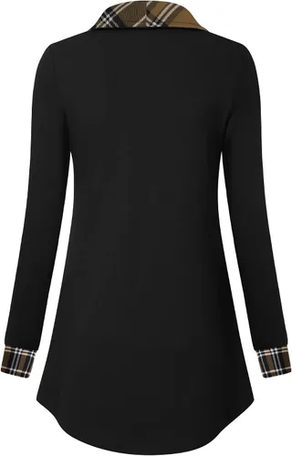 Miniatura 2 de VALOLIA Sudadera casual de manga larga con cremallera y solapa para mujer, túnica a la moda