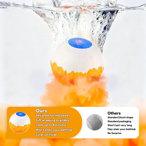 Miniatura 6 de Bombas de baño de Halloween para regalos de niños: 9 piezas de bombas de baño de globo ocular con juguetes sorpresa en el interior, juguete de baño