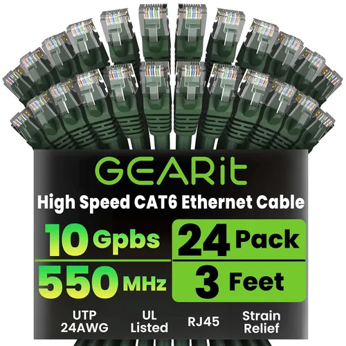 Miniatura 32 de GearIT Cable Ethernet Cat 6 de 1.5 pies y 18 pulgadas (paquete de 24) - Cable de conexión Cat6, cable de conexión Cat 6, cable Cat6, cable Ethernet