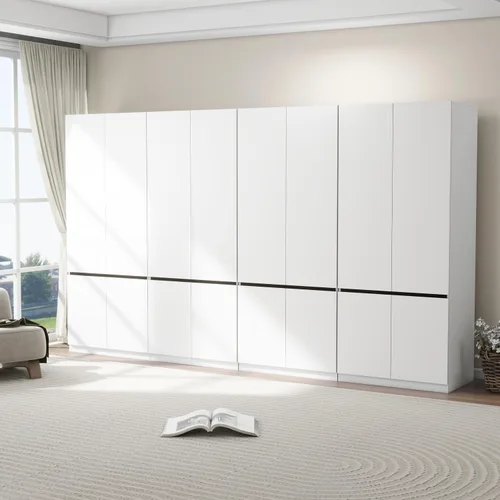 Miniatura 8 de Armario de dormitorio Armario Armario con 2 puertas: 75" Armario blanco para ropa, Armario de madera con barra para colgar, Armario moderno