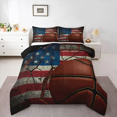 Miniatura 27 de Erosebridal Juego de edredón de bandera estadounidense tamaño individual para niños y adolescentes, juego de ropa de cama de camuflaje, edredón