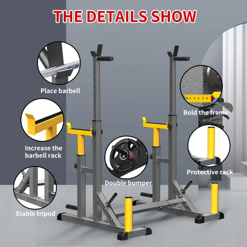 Miniatura 8 de K KiNGKANG Estante Ajustable para Sentadillas, Soporte Multifunción para Barra con Pesas para Levantamiento de Pesas y Gimnasio en Casa
