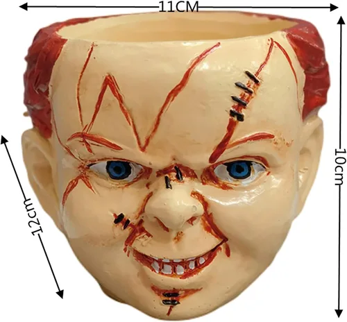 Miniatura 3 de Macetero de película de terror, decoración de Halloween, mini cabeza aterradora, calavera divertida, maceta de zombi, maceteros góticos únicos