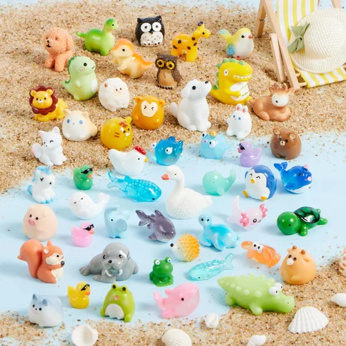 Miniatura 4 de JOYIN 50 piezas de figuras de animales en miniatura de resina, figuras de animales de resina mixtas para accesorios de jardín de hadas, decoraciones