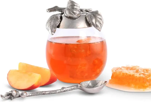 Miniatura 9 de Vagabond House Tarro de cristal de abeja de peltre con cuchara de 5 pulgadas de alto, 12 onzas