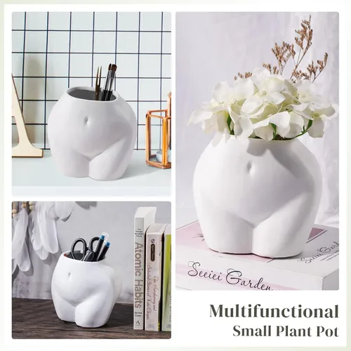 Miniatura 7 de Bonita maceta con forma de cuerpo, divertidas macetas de resina para interiores con orificio de drenaje para plantas de interior, suculentas, planta