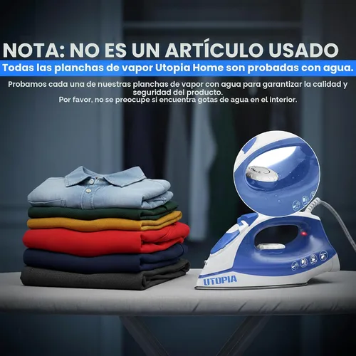Miniatura 7 de Utopia Home Plancha de vapor para ropa con suela antiadherente, plancha de ropa de 1200 W con control de termostato ajustable, protección