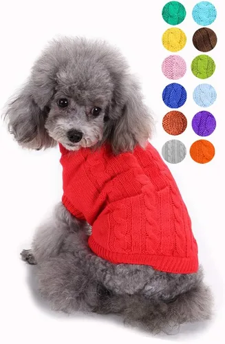Miniatura 19 de Suéter para perro, cálido y suave, mediano (pecho 16-18 pulgadas), rosa, cuello alto clásico, lavable a máquina, invierno, unisex, sólido