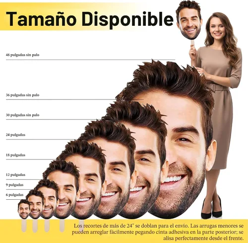 Miniatura 7 de Recorte de cabeza grande en un palo – Recortes faciales personalizados para fiestas, graduaciones, cumpleaños o bodas Accesorio de foto