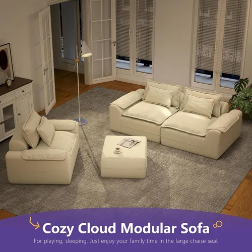 Miniatura 3 de Hobestluk Cloud - Sofá individual de espuma viscoelástica con asiento profundo, sofá en forma de L con funda extraíble, sofá grande para sala