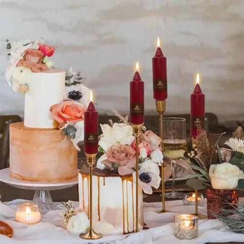 Miniatura 4 de Candelabros Rojos para Velas Cónicas Cortas de 5 pulgadas, Lindos Portavelas Pequeños Torcidos en Espiral, Candelabros Cónicos en Espiral