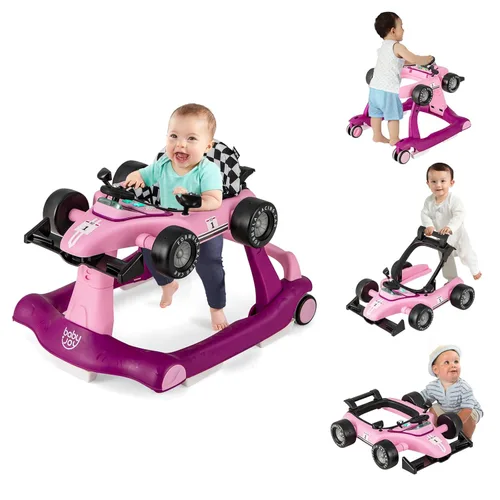 Miniatura 13 de BABY JOY Andador de bebé 4 en 1, Andador de actividad plegable con altura y velocidad ajustables, música, luces, antivuelco, andador de empuje