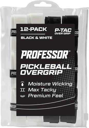 Professor P-Tac Pickleball Paddle Overgrip – Cinta de agarre máxima adherente que absorbe la humedad para paletas de pickleball en paquetes de 6 y