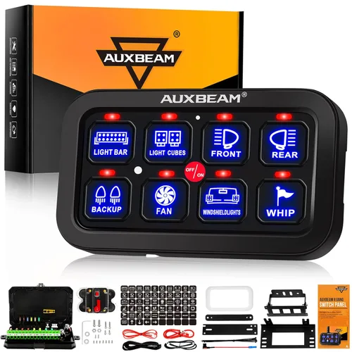Miniatura 9 de Auxbeam Panel de interruptor de 6 bandas BC60, caja de sistema de relé de control de circuito universal con interruptor LED de encendido y apagado