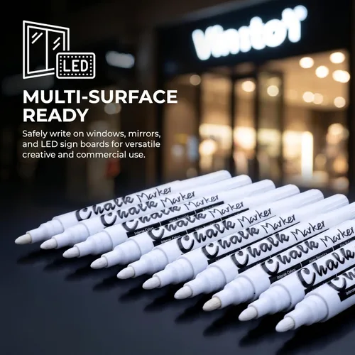 Miniatura 6 de Volcanics Marcadores de tiza líquida blanca para pizarra, marcadores de ventana para vidrio, crayones lavables para ventanas, bolígrafos de pintura