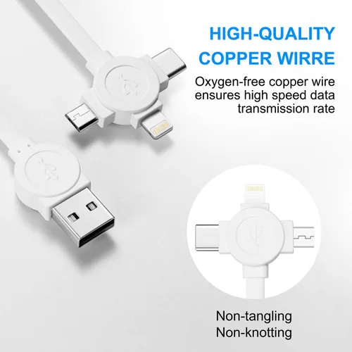 Miniatura 6 de Cable de carga múltiple retráctil 3 en 1, paquete de 2 cables de carga rápida retráctil, cable de sincronización de datos con puertos iPhone/tipo