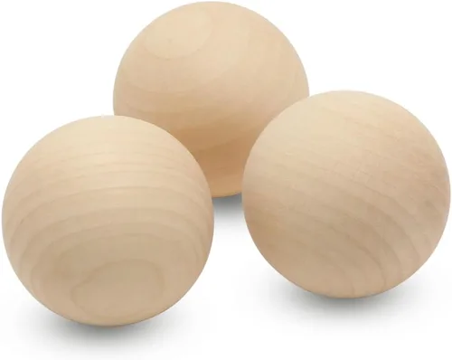 Miniatura 15 de Bolas redondas de madera de 3-1/2 pulgadas para manualidades, bola de madera dura de abedul redonda sin terminar y lisa, y esfera de madera, por