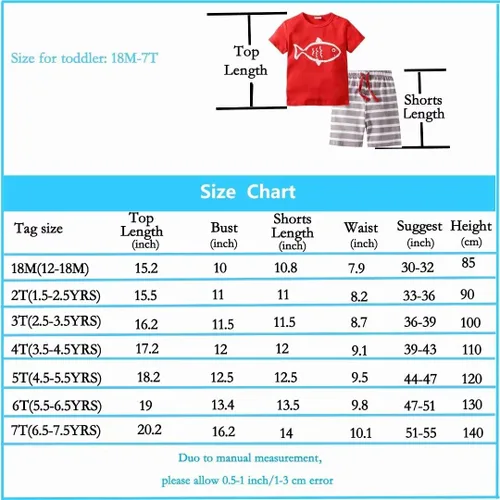 Miniatura 8 de BIBNice Ropa de verano para niños pequeños, conjuntos de camisa y pantalones cortos de algodón para verano, 2-7T