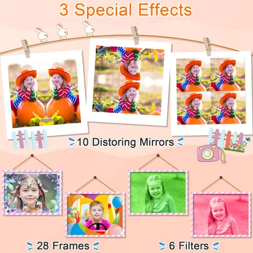 Miniatura 4 de GKTZ Juguetes para niñas de 3 a 8 años, cámara digital para niños, cámara de video para niños pequeños, videocámara para niños, regalos de Naranja