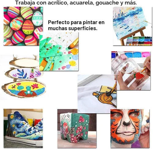 Miniatura 3 de Transon Juego de pinceles de pintura artística para acuarela acrílica, Gouache, Hobby, manualidades, pintura facial, negro