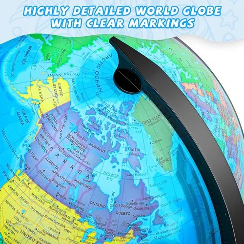 Miniatura 4 de Globo de 33 cm para niños y adultos, globo mundial interactivo para niños con base estable de metal pesado, superficie HD impermeable y escribible