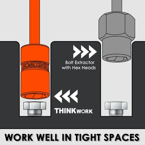 Miniatura 2 de THINKWORK Juego de extractor de pernos, juego de zócalos extractores de tuercas de 32 piezas, removedor de pernos redondeados de 1/4" y 3/8