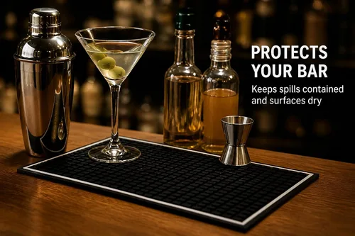 Miniatura 2 de Highball & Chaser Tapete de barra de 12 x 6 pulgadas de grosor, duradero y elegante para derrames, tapete de servicio para café, bares