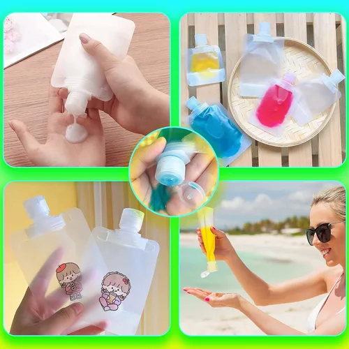 Miniatura 5 de Bolsa de embalaje portátil de maquillaje líquido de viaje, bolsa de embalaje transparente de plástico con boquilla de pie, bolsa vacía recargable