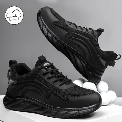 Miniatura 4 de Zapatos de trabajo antideslizantes para hombre, antideslizantes, para cocina, restaurante y servicio de alimentos, ligeros, transpirables, zapatos