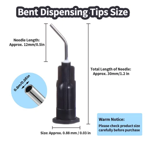 Miniatura 2 de Aguja de punta roma, 100 puntas dispensadoras dobladas negras de 0.71 oz, puntas de aguja dispensadoras de flujo, puntas de aguja desechables