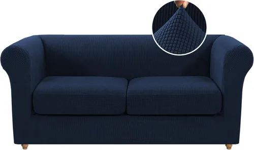Miniatura 47 de Funda para silla Chesterfield de 2 piezas para sofá de 1 cojín, fundas para silla de brazo alto, 1 asiento, alta elasticidad, lavable, protector