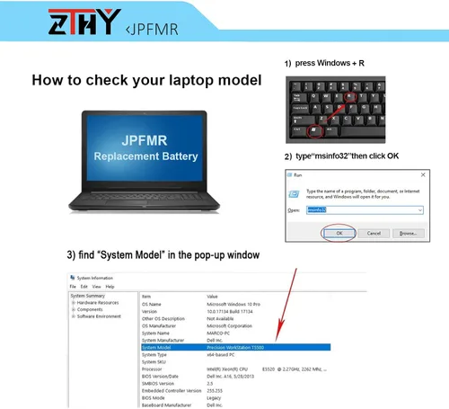 Miniatura 2 de ZTHY JPFMR - Batería de repuesto para laptop Dell Chromebook 3400 3100 2 en 1 5488 5493 5593 Series 0JPFMR 7MT0R 16DPH 65N6H 7T0D3 07GDY DN33X RDNP5