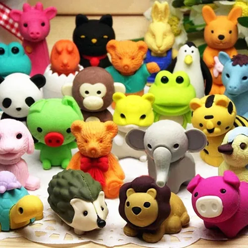 Miniatura 13 de URSKYTOUS 35 borradores de animales de escritorio para niños, borradores de lápices de animales, juguetes de borrador a granel, regalos para premios