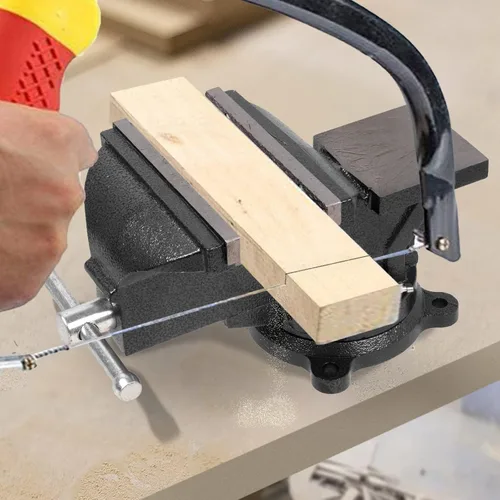Miniatura 7 de Tornillo de banco resistente de 6 pulgadas, base giratoria de 360° con abrazadera de yunque de acero fundido, abrazadera de mesa vicio de Negro-6