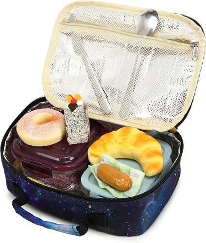 Miniatura 7 de LEDAOU Lonchera para Niños Bolsa de Almuerzo Aislada Niños Niñas Pequeños Lonchera Reutilizable para Escuela Picnic Senderismo Azul