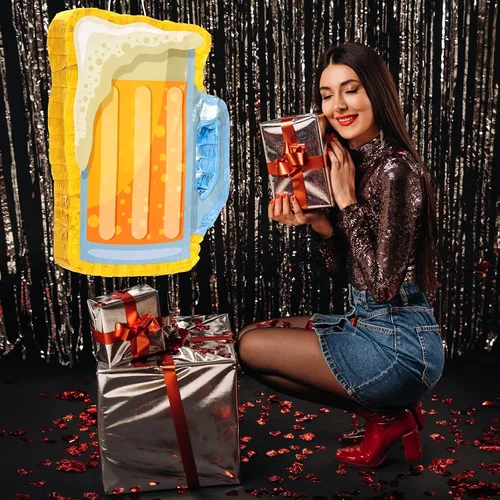 Miniatura 6 de Sratte Piñata de cerveza con palo y venda de los ojos con confeti, taza de vidrio para colgar, decoración mexicana para cumpleaños, despedida