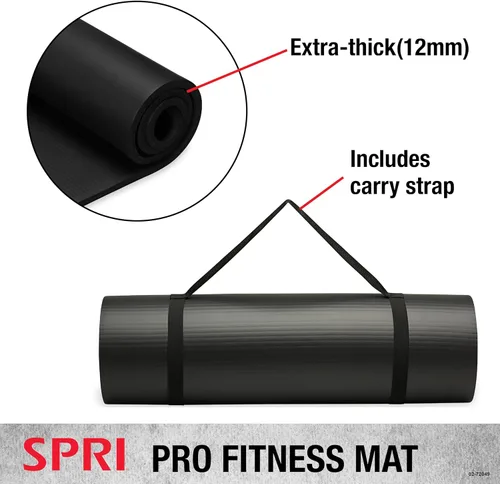 Miniatura 2 de SPRI Pro Fitness Matt de 0.472 pulgadas (0.472 in) - Tapete de ejercicio grueso para entrenamientos de piso, sentadillas, flexiones, estiramiento