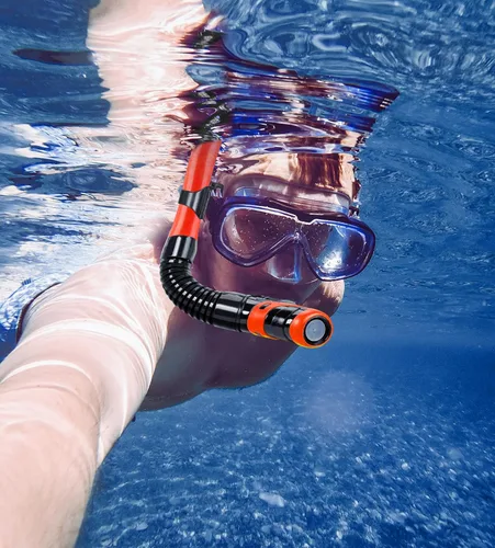 Miniatura 7 de Aegend - Esnórquel seco para buceo para adultos y jóvenes - Equipo de snorkel con válvula seca superior, perfecto para snorkel, buceo libre, Naranja