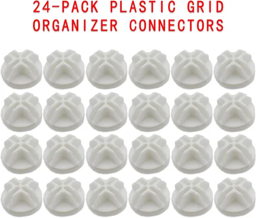 Miniatura 2 de Paquete de 24 conectores organizadores de rejilla de plástico para almacenamiento modular de armario y estanterías de rejilla metálica, conectores